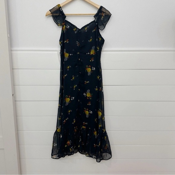 Urban Outfitters Blue and Orange Ruffled Tiered Midi Dress - Picture 5 of 6